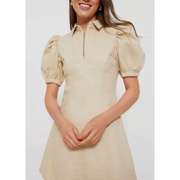 Hyacinth House Tuckernuck Size XL Beige Sand Front Zip Denim Mini Dress NWT - Picture 3 of 9